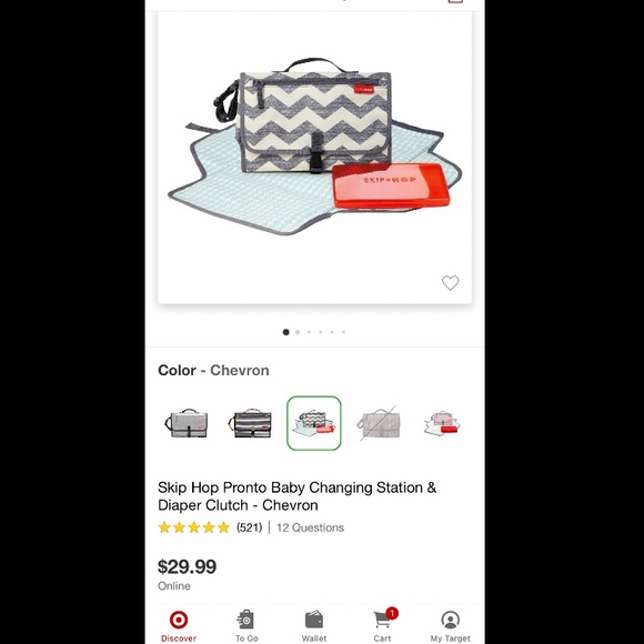 Skip Hop Chevron Diaper Clutch and Changing Station with Wet Dry Bag - Picture 2 of 10